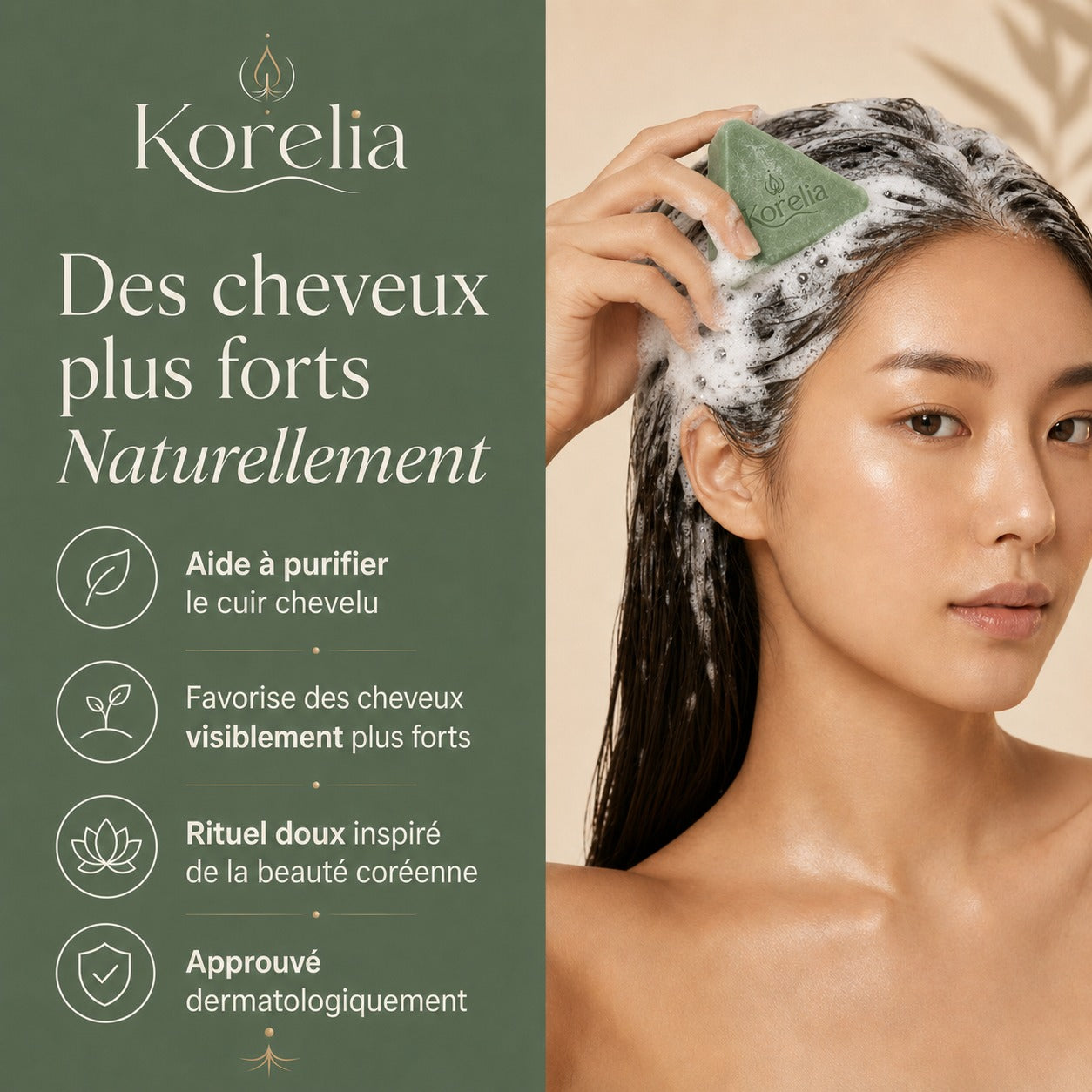 Korelia — Cuir Chevelu Revitalisé, Racines Renforcées & Cheveux Propres, Légers et Visiblement Plus Forts